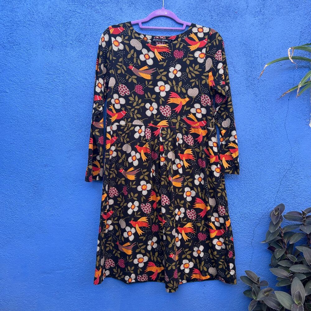 gudrun sjoden floral and bird print dress